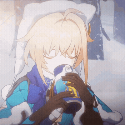 A Girl With Blonde Hair Is Drinking From A Can That Has The Letter F On It GIF