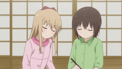 A Girl With Blonde Hair Is Sleeping Next To Another Girl With Brown Hair GIF