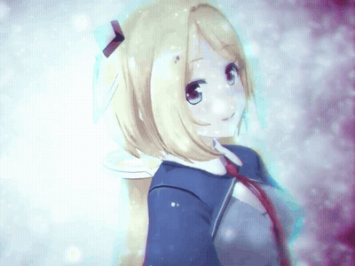 A Girl With Blonde Hair Is Wearing A Blue And White Uniform And A Red Tie GIF
