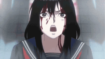 A Girl With Blood Coming Out Of Her Face GIF