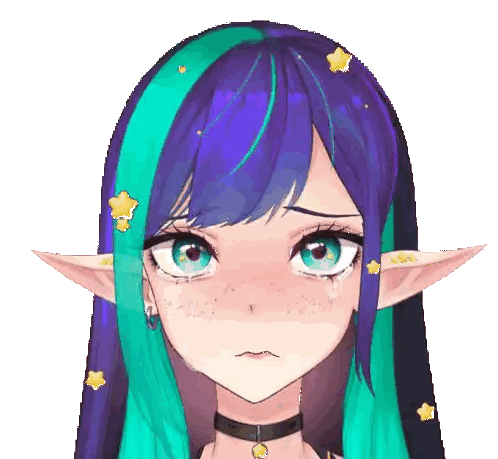 A Girl With Blue And Purple Hair Has A Choker Around Her Neck And Stars In Her Hair Sticker