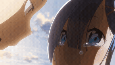 A Girl With Blue Eyes Is Crying While Looking At A Man GIF