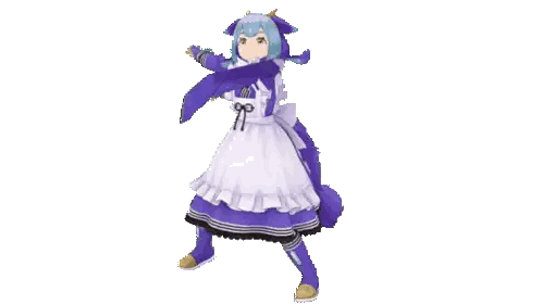 A Girl With Blue Hair And A Purple Tail Is Wearing A Maid Costume Sticker