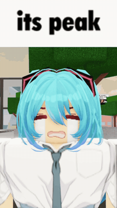 A Girl With Blue Hair Is Crying With The Words Its Peak Above Her Head GIF