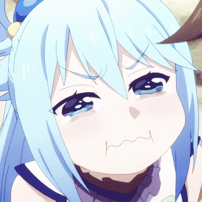 A Girl With Blue Hair Is Making A Face With Her Mouth Open GIF