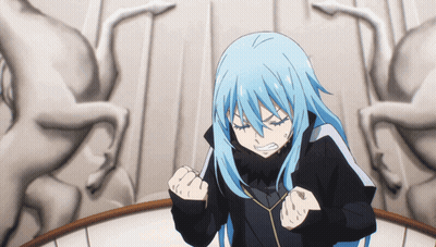A Girl With Blue Hair Is Standing In Front Of A Wall With Horses GIF