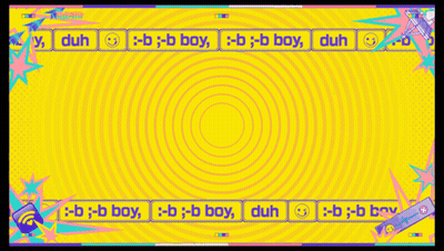 A Girl With Blue Hair Is Standing In Front Of A Yellow Background That Says ' Boy Duh ' GIF
