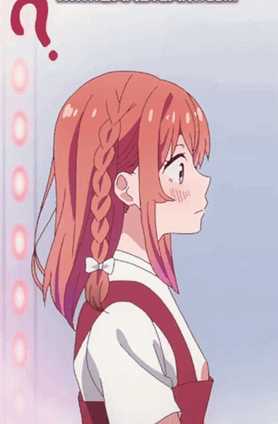 A Girl With Braided Hair And A Question Mark Above Her GIF