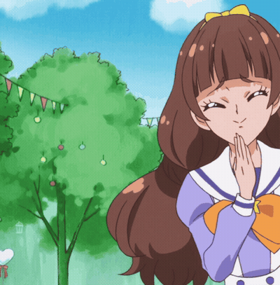A Girl With Brown Hair And A Yellow Bow On Her Hair GIF