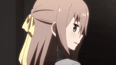 A Girl With Brown Hair And A Yellow Bow On Her Head GIF