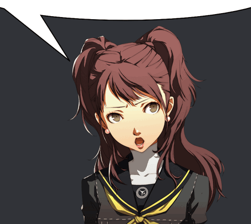 A Girl With Brown Hair And A Yellow Sailor Uniform Has A Speech Bubble Above Her Head GIF