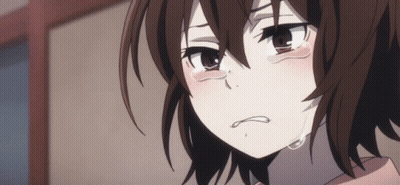 A Girl With Brown Hair Is Crying With Tears Running Down Her Face GIF