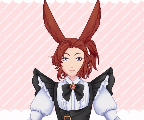 A Girl With Bunny Ears And A Bow Tie GIF