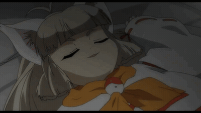 A Girl With Cat Ears And A Bow Tie Is Smiling GIF