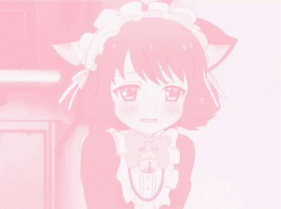 A Girl With Cat Ears And A Bow Tie Is Wearing A Maid Outfit GIF