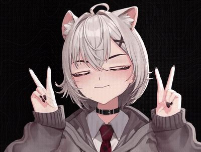 A Girl With Cat Ears And A Choker Is Making A Peace Sign GIF