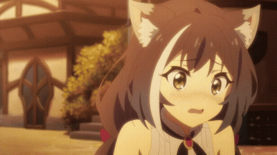 A Girl With Cat Ears And A White Stripe On Her Chest GIF