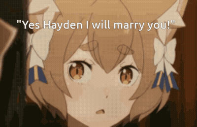 A Girl With Cat Ears Says " Yes Hayden I Will Marry You ! " GIF