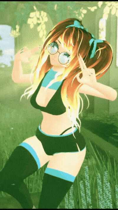A Girl With Glasses And A Blue Bow On Her Hair Giving The Middle Finger GIF