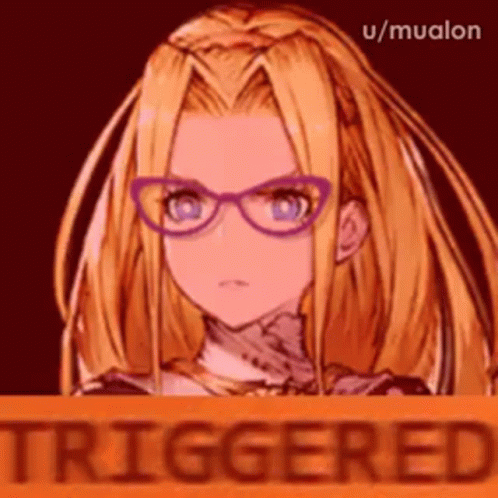 A Girl With Glasses Is Standing Behind A Sign That Says Triggered . GIF