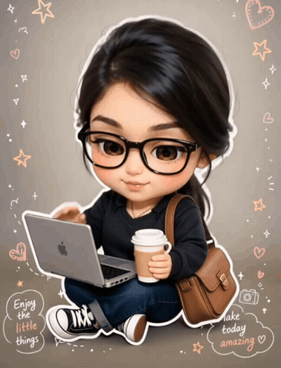 A Girl With Glasses Is Using An Apple Laptop GIF
