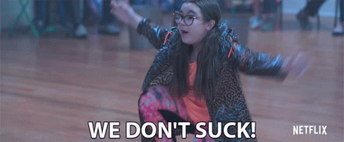 A Girl With Glasses Says We Don 'T Suck In A Netflix Ad GIF