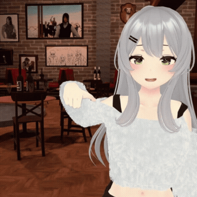 A Girl With Gray Hair Is Giving A Thumbs Up Sign GIF