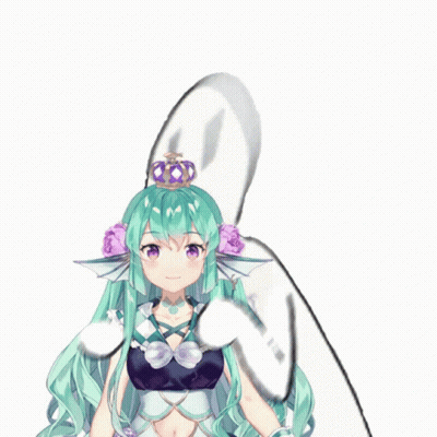 A Girl With Green Hair And A Crown On Her Head GIF