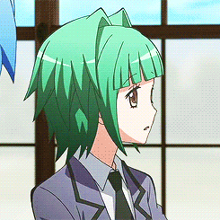 A Girl With Green Hair And A Suit And Tie GIF