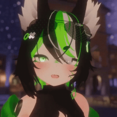 A Girl With Green Hair Has The Number 116 On Her Ears GIF
