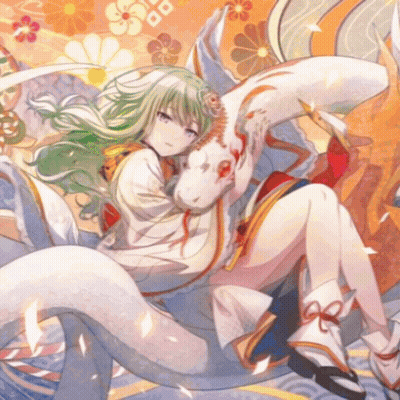 A Girl With Green Hair Is Holding A White Animal In Her Arms GIF