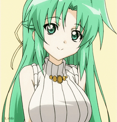 A Girl With Green Hair Is Wearing A White Sweater And Necklace GIF