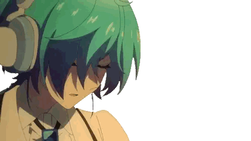 A Girl With Green Hair Is Wearing Headphones On Her Ears Sticker