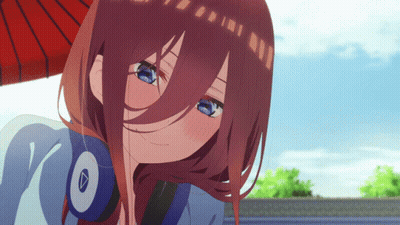 A Girl With Headphones And A Red Umbrella Has The Letter O On Her Neck GIF