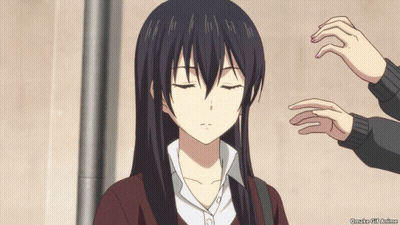 A Girl With Her Eyes Closed Is Being Touched By Another Person 'S Hand And The Caption Says " Omake 24 Anime " GIF