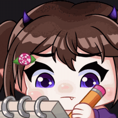 A Girl With Horns Is Holding A Pencil And Writing On A Notebook GIF
