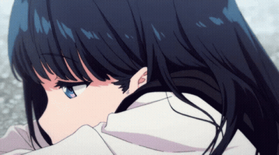 A Girl With Long Black Hair And Blue Eyes GIF