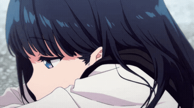 A Girl With Long Black Hair And Blue Eyes GIF