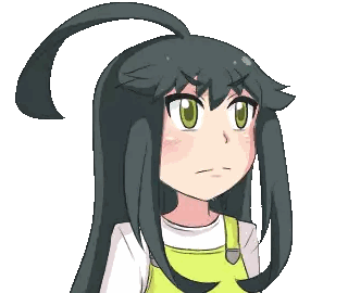 A Girl With Long Black Hair And Green Eyes Is Wearing Overalls Sticker