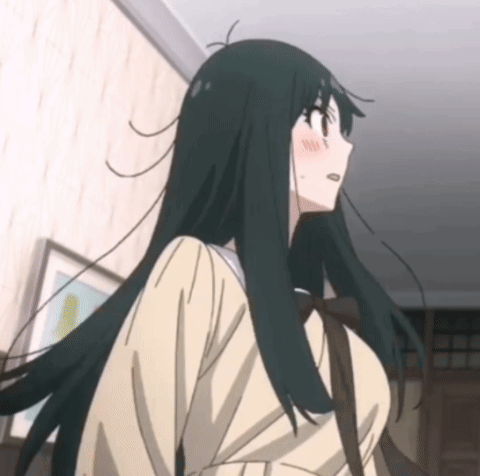 A Girl With Long Black Hair Is Wearing A School Uniform GIF