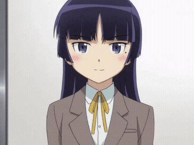 A Girl With Long Black Hair Is Wearing A Suit GIF