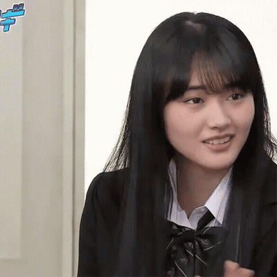 A Girl With Long Black Hair Wearing A School Uniform GIF