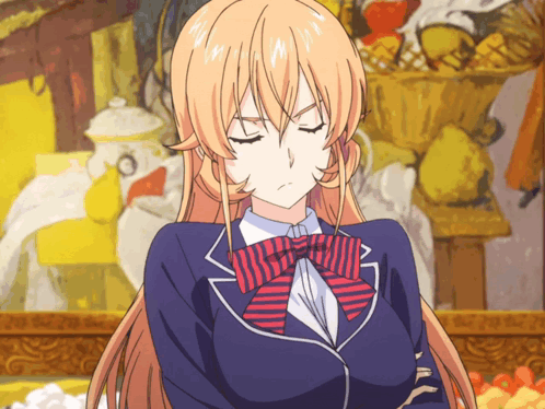 A Girl With Long Blonde Hair And A Red And White Striped Tie GIF