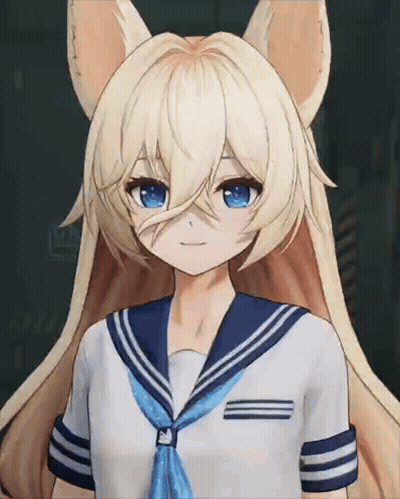 A Girl With Long Blonde Hair And Blue Eyes Is Wearing A Sailor Suit GIF