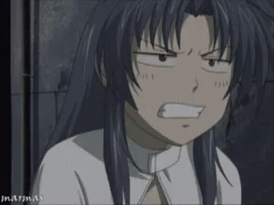 A Girl With Long Blue Hair Is Making A Funny Face In A Cartoon GIF