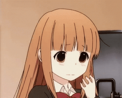 A Girl With Long Brown Hair And Big Eyes Is Wearing A School Uniform And Bow Tie . GIF