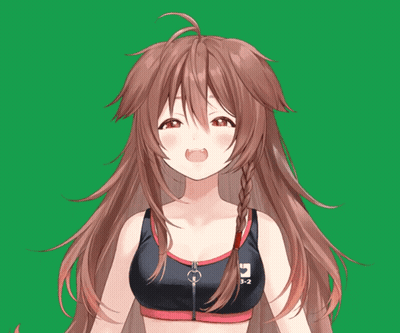A Girl With Long Brown Hair Is Wearing A Black Sports Bra With The Letter I On It GIF