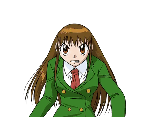 A Girl With Long Brown Hair Is Wearing A Green Jacket And A Red Tie Sticker