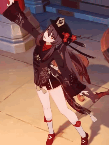 A Girl With Long Hair And A Hat With A Symbol On It GIF