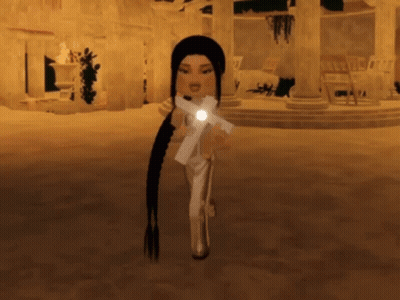 A Girl With Long Hair Is Holding A Gun In A Video Game While Walking . GIF